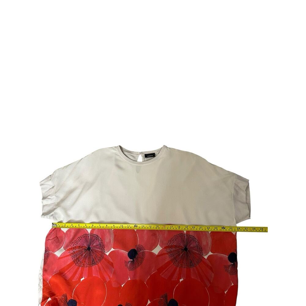 Akris Poppies Print Mulberry Silk Knit Oversized Designer Top Quiet Luxury Sz 8 - Picture 5 of 10